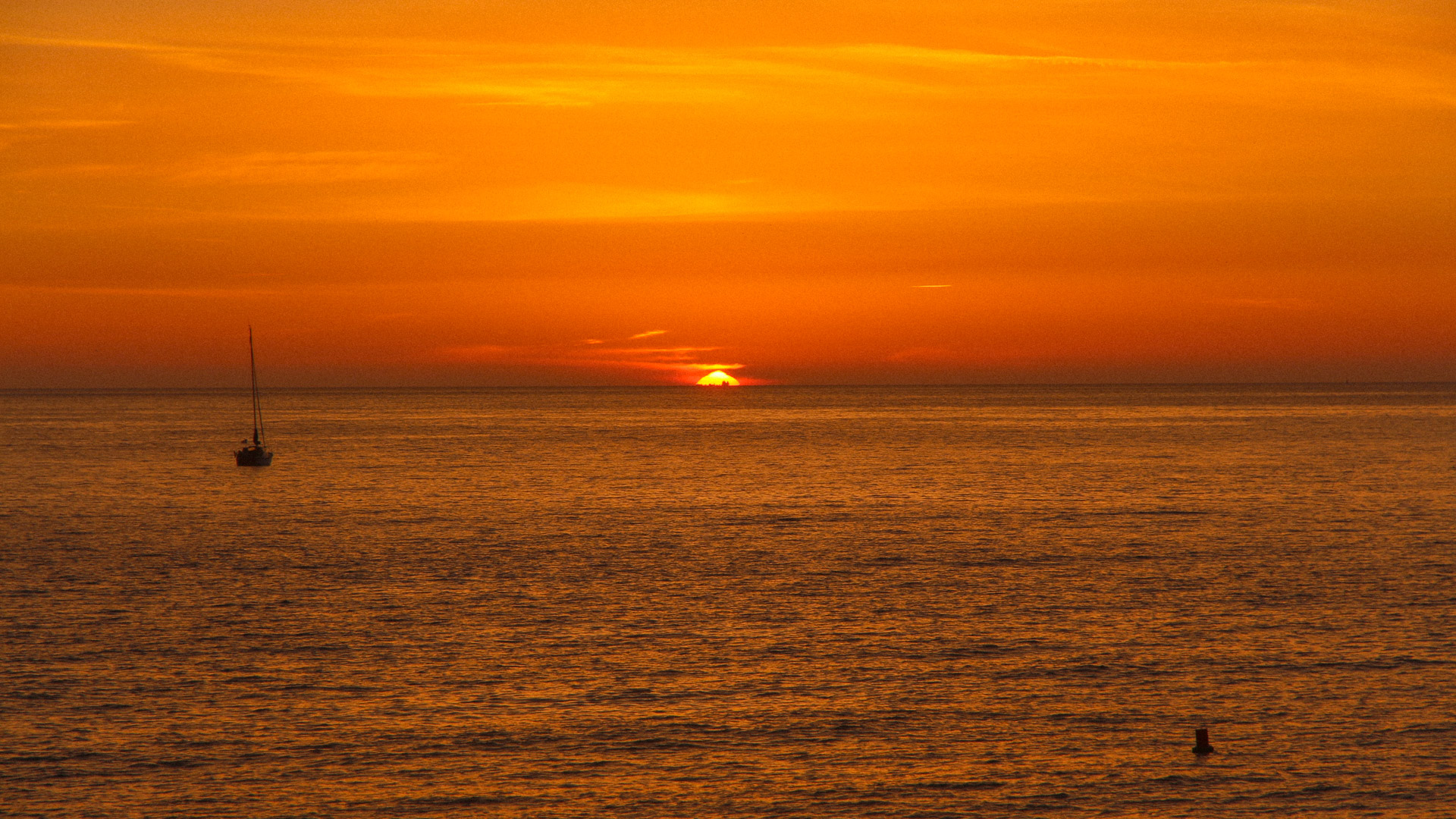 coucher de soleil en Normandie, sur la Manche