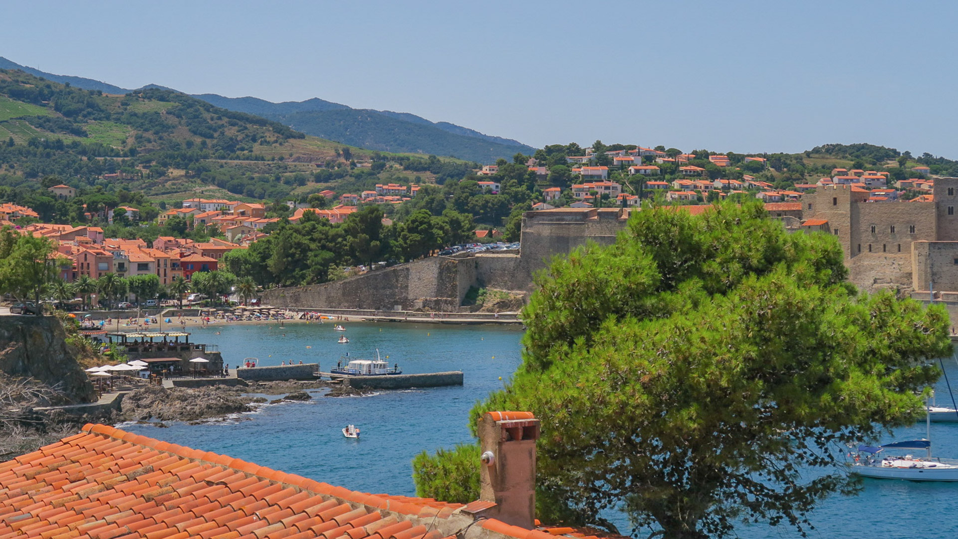 vue sur la ville côtière de Collioure et son Château Royal