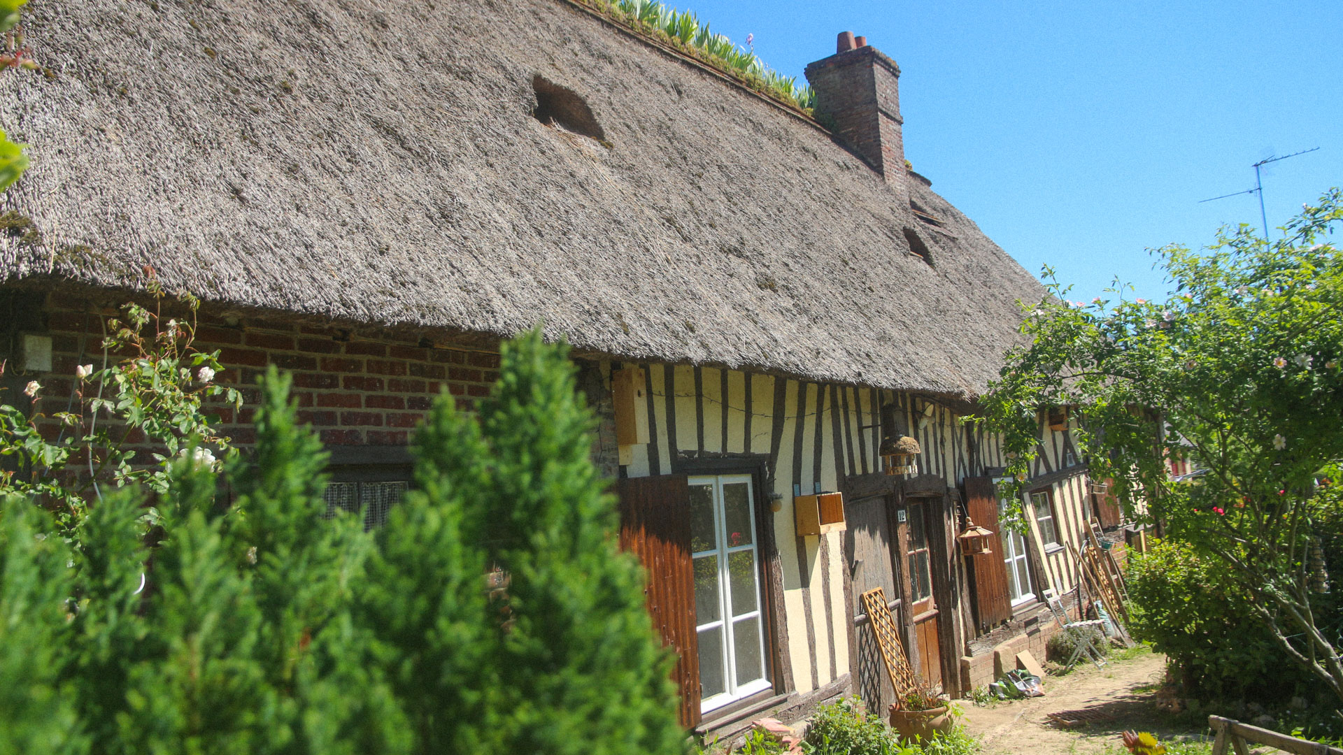 maison avec façade à colombage en Normandie